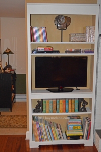 In a home with children, create an "entertainment area" that includes books too! ©2015 kaymclane.com