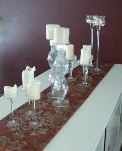 glass candlesticks with ivory candles ©2015 kaymclane.com